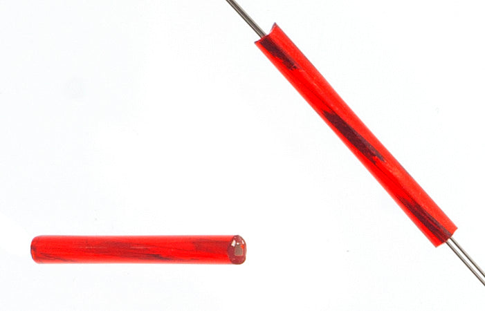 Czech Twisted Bugles Silver Lined Light Red