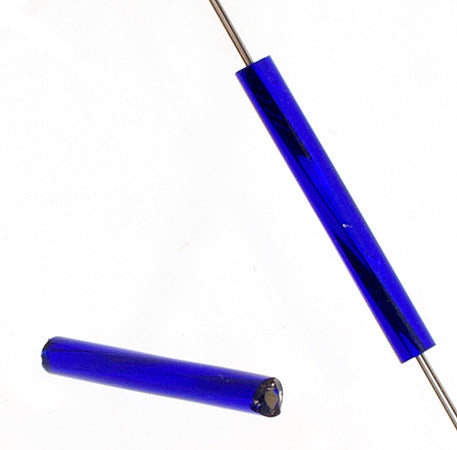 Czech Twisted Bugles Silver Lined Royal Blue