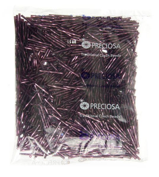 Czech Twisted Bugles Silver Lined Purple