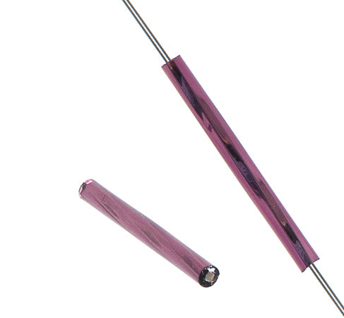 Czech Twisted Bugles Silver Lined Purple