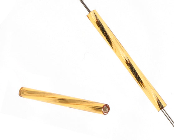 Czech Twisted Bugles Silver Lined Gold