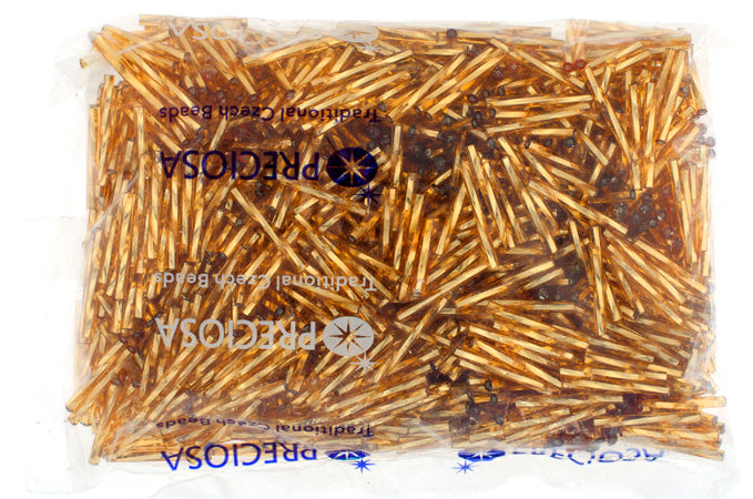 Czech Twisted Bugles Silver Lined Gold