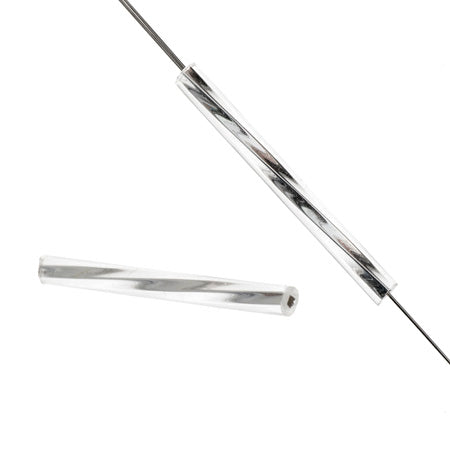 Czech Twisted Bugles Silver Lined Crystal