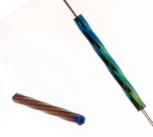 Czech Twisted Bugles Opaque Navy Iris