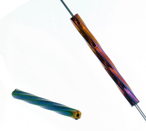 Czech Twisted Bugles Opaque Green Iris