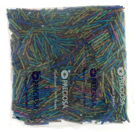 Czech Twisted Bugles Opaque Green Iris