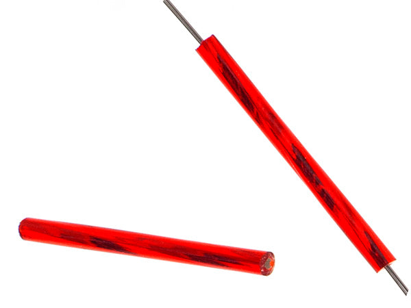 Czech Twisted Bugles Silver Lined Light Red