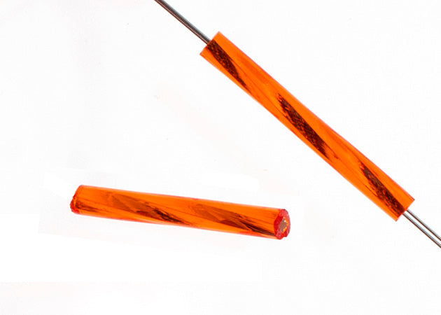Czech Twisted Bugles Silver Lined Orange
