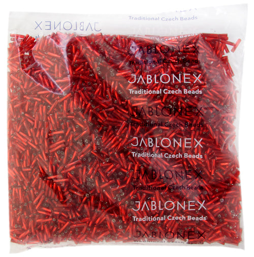 Czech Twisted Bugles Silver Lined Light Red