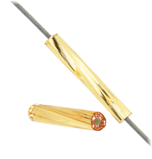 Czech Twisted Bugles Silver Lined Gold