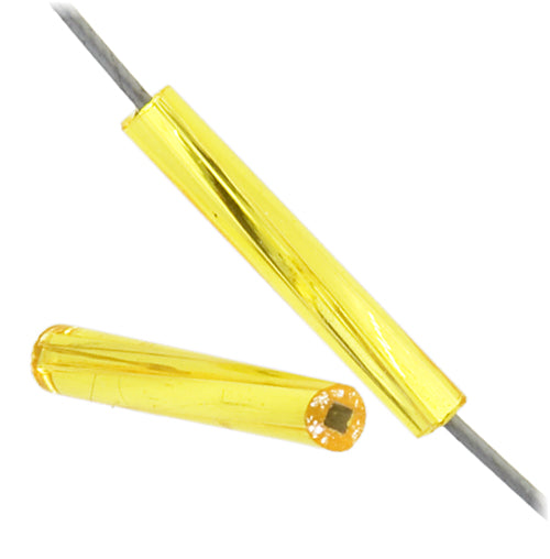 Czech Twisted Bugles Silver Lined Yellow