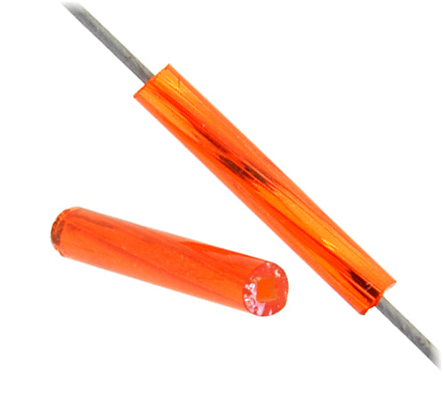 Czech Twisted Bugles Silver Lined Orange