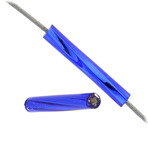 Czech Twisted Bugles Silver Lined Royal Blue