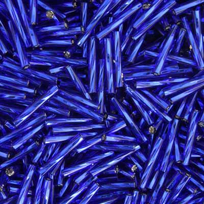 Czech Twisted Bugles Silver Lined Royal Blue