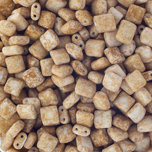 Czech Seed Beads KARO 5x5mm Opaque Speckled Brown Matte