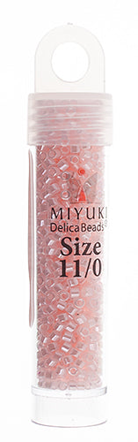 Miyuki Delica 11/0 5.2g Vials Transparent Ceylon Red Orange