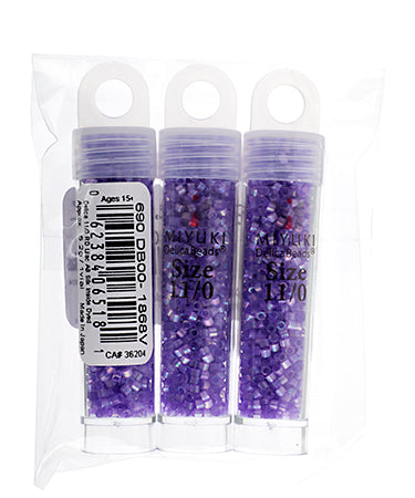 Miyuki Delica 11/0 5.2g Vials Aurora Borealis Silk Inside Dyed