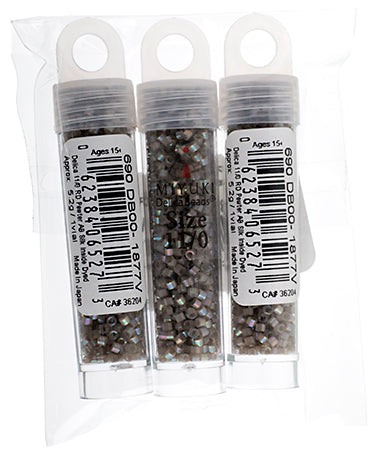 Miyuki Delica 11/0 5.2g Vials Aurora Borealis Silk Inside Dyed