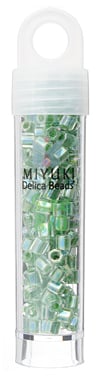 Miyuki Delica 8/0 Cut 5.2g Vial Green Lime AB Lined Dyed