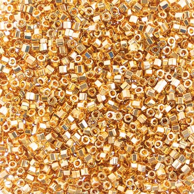 Miyuki Delica 10/0 Cut Gold 24kt Transparent AB Plated 50g Bag