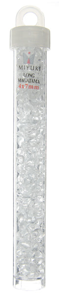 Long Magatama 4x7mm Transparent Crystal - 22g Vial