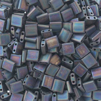 Miyuki Tila Bead 5x5mm 2-hole Opaque Aurora Borealis