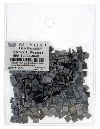 Miyuki Tila Bead 5x5mm 2-hole Opaque Metallic