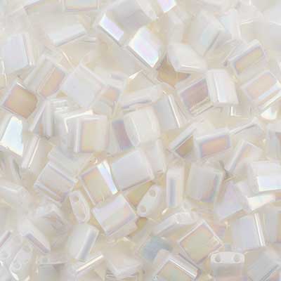 Miyuki Tila Bead 5x5mm 2-hole Opaque Aurora Borealis