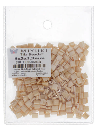Miyuki Tila Bead 5x5mm 2-hole Opaque Ceylon