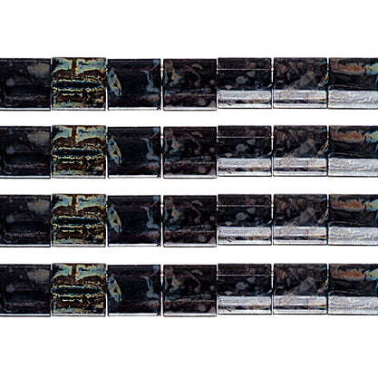 Miyuki Tila Bead 5x5mm 2-hole Transparent with Turquoise Picasso