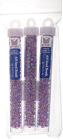 Miyuki Seed Beads Crystal/Magenta AB Lined - 22g Vials