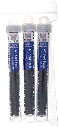 Miyuki Seed Beads Opaque Black Matte - 22g Vials