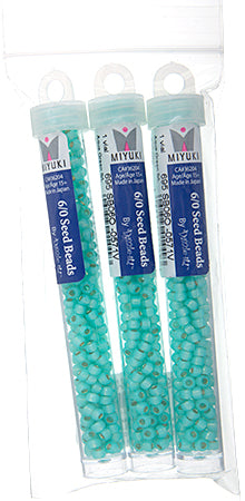 Miyuki Seed Beads Aqua Green Opal Dyed Alabaster Silver Lined - 22g Vials