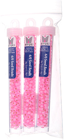 Miyuki Seed Beads Pink Dyed Alabaster Silver Lined - 22g Vials