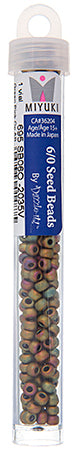 Miyuki Seed Beads Green Pink Opaque AB Metallic Matt Luster - 22g Vials