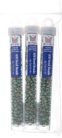 Miyuki Seed Beads Picasso Turquoise - 22g Vials