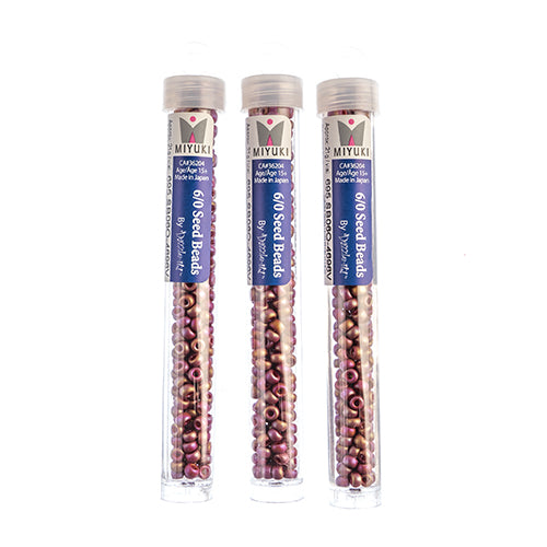 Miyuki Seed Beads Frosted Glazed/Rainbow Pink Rosewood Matte AB - 22g Vials