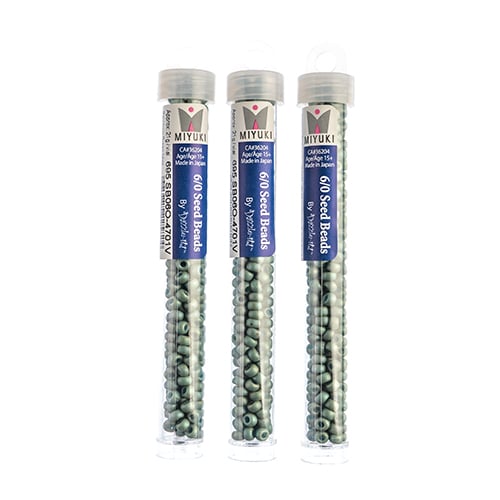 Miyuki Seed Beads Frosted Glazed/Rainbow Green Mint Matte AB - 22g Vials