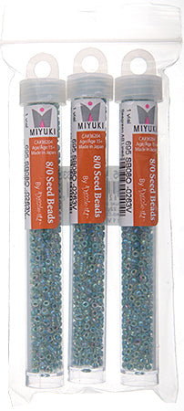 Miyuki Seed Beads Crystal/Sea Green Lined AB - 22g Vials