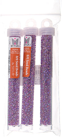 Miyuki Seed Beads Crystal/Magenta AB Lined - 22g Vials
