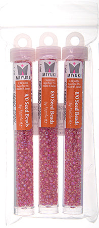 Miyuki Seed Beads Crystal/Hot Pink Lined AB - 22g Vials