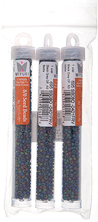 Miyuki Seed Beads Opaque Black/Grey AB Matte - 22g Vials