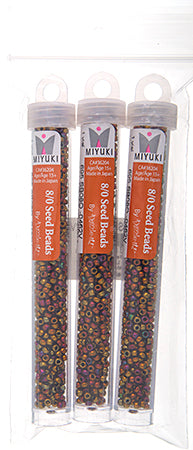 Miyuki Seed Beads Light Bronze Iris/AB Metallic - 22g Vials