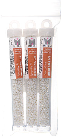 Miyuki Seed Beads White Opal Silver Lined - 22g Vials