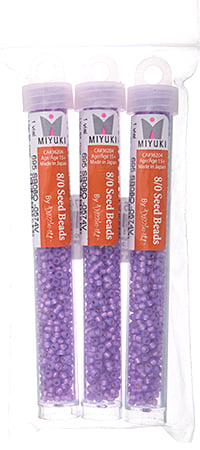 Miyuki Seed Bead Lilac Opal Dyed Alabaster Silver Lined - 22g Vials