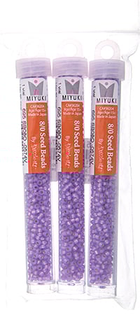 Miyuki Seed Bead Lilac Opal Dyed Alabaster Silver Lined - 22g Vials