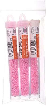 Miyuki Seed Beads Pink Dyed Alabaster Silver Lined - 22g Vials