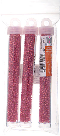 Miyuki Seed Beads Dark Rose Dyed Alabaster Silver Lined - 22g Vials