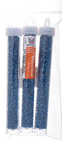 Miyuki Seed Bead Denim Blue Dyed Alabaster Silver Lined - 22g Vials