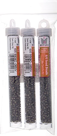 Miyuki Seed Beads Dark Grey Dyed Alabaster Silver Lined - 22g Vials
